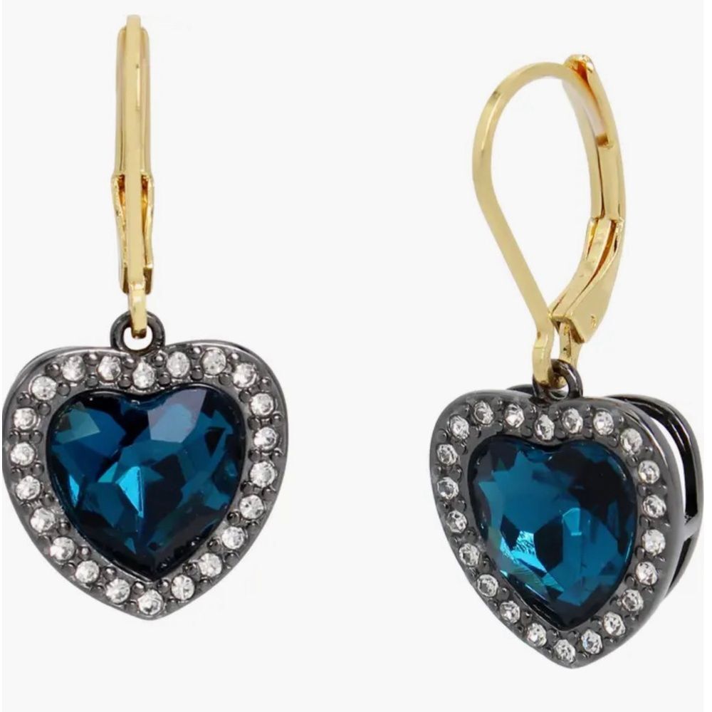 NWT Kurt Geiger sparkling  blue Heart Halo Drop Lever Back Earrings.